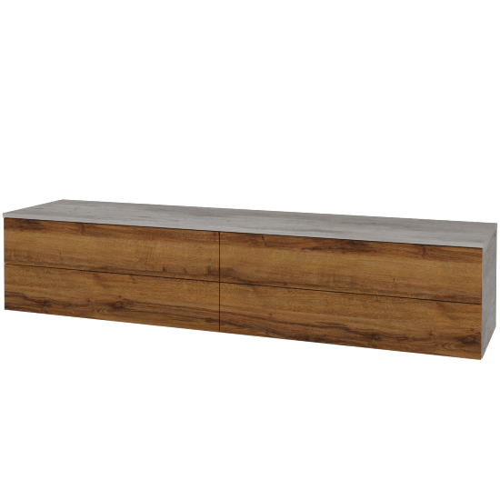 Skříňka pod umyvadlo MODULE SZZ4 200 (bez umyvadel)  - D01 Beton - D27 Cognac - Ne
