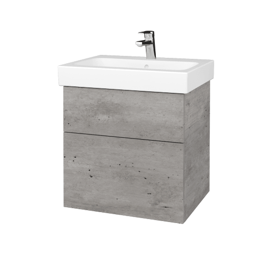 Skříňka pod umyvadlo Q MAX SZZ2 60 (pro umyvadlo Geberit iCon)  - D01 Beton - Úchytka T00 (bez úchytky) - D01 Beton