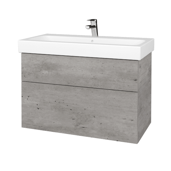 Skříňka pod umyvadlo Q MAX SZZ2 90 (pro umyvadlo Geberit iCon)  - D01 Beton - Úchytka T00 (bez úchytky) - D01 Beton