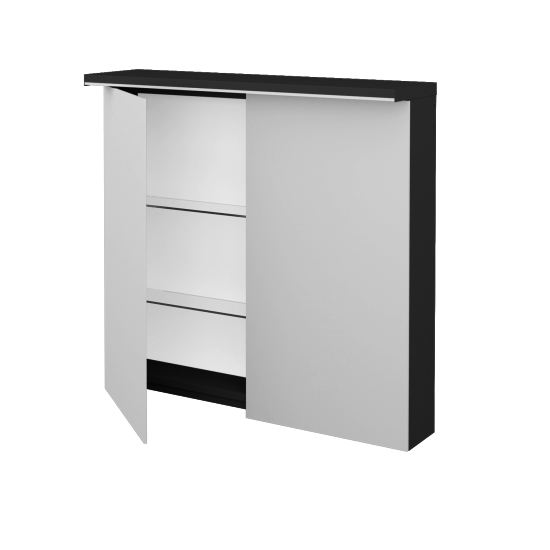 Badezimmer Spiegelschrank LINEA GA2OE 80  - L03 Grau Metallic Lack Hochglanz