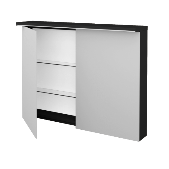 Badezimmer Spiegelschrank LINEA GA2OE 100  - L03 Grau Metallic Lack Hochglanz