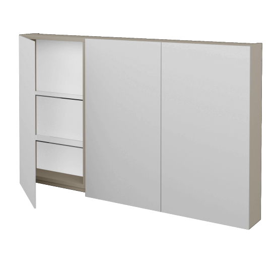 Badezimmer Spiegelschrank AMBIENTE GA3E 120  - L04 Taupe Lack Hochglanz