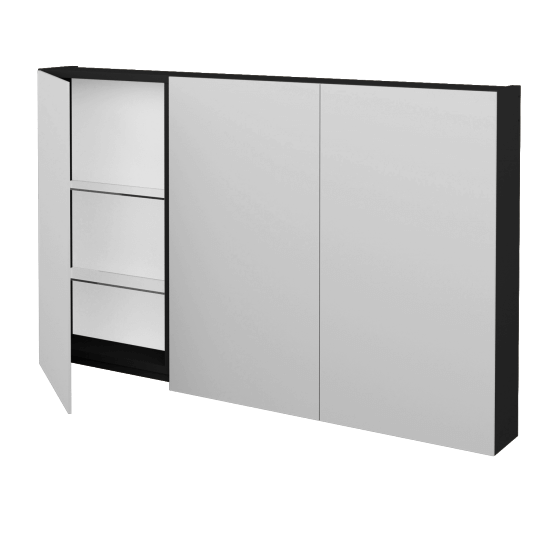 Badezimmer Spiegelschrank AMBIENTE GA3E 120  - L03 Grau Metallic Lack Hochglanz