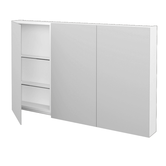 Badezimmer Spiegelschrank AMBIENTE GA3E 120  - M01 Weiß Lack Matt