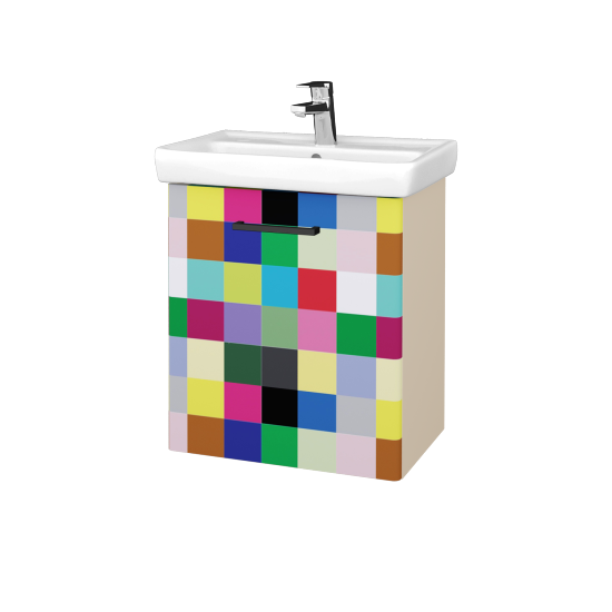 Umyvadlová skříňka DOOR SZD 55  - M19 Cream mat - Úchytka T06 - Individuální odstín dle RAL/NCS - Levé