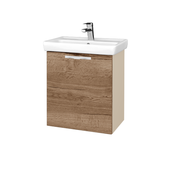 Umyvadlová skříňka DOOR SZD 55  - M19 Cream mat - Úchytka T09 - D21 Tobacco - Levé