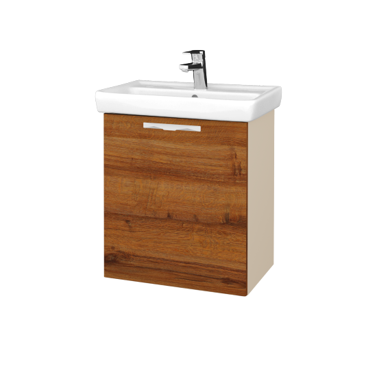 Umyvadlová skříňka DOOR SZD 55  - M19 Cream mat - Úchytka T09 - D27 Cognac - Levé