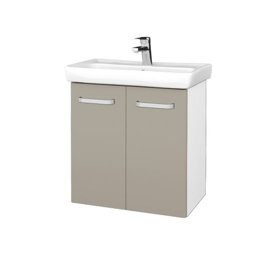 Badezimmerschrank NEO SZD2 60  - M01 Weiß Lack Matt - Griffes T01 - L04 Taupe Lack Hochglanz