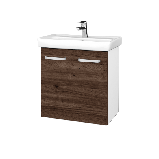 Umyvadlová skříňka DOOR SZD2 60  - M01 Bílá mat - Úchytka T01 - D25 Teak