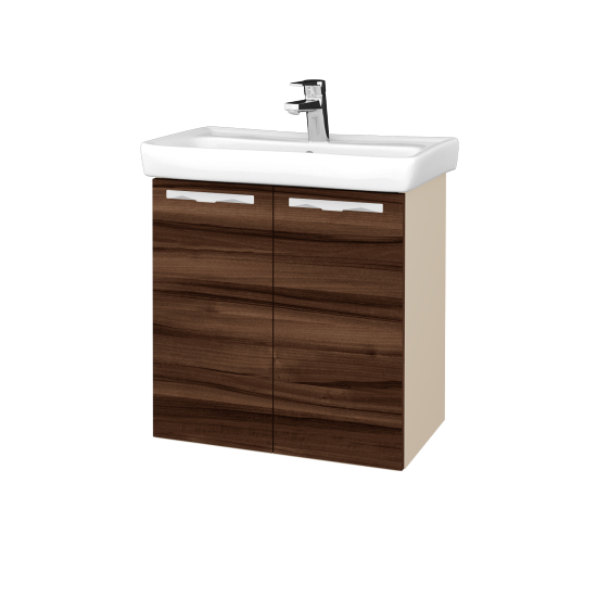 Umyvadlová skříňka DOOR SZD2 60  - M19 Cream mat - Úchytka T09 - D06 Ořech