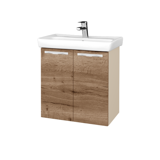 Umyvadlová skříňka DOOR SZD2 60  - M19 Cream mat - Úchytka T09 - D21 Tobacco