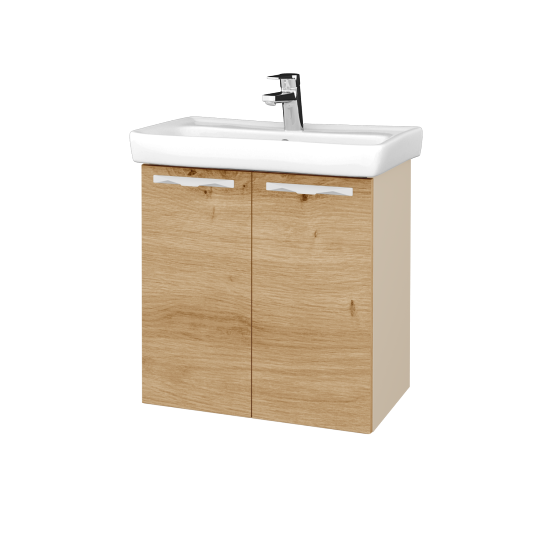 Umyvadlová skříňka DOOR SZD2 60  - M19 Cream mat - Úchytka T09 - D22 Karamel