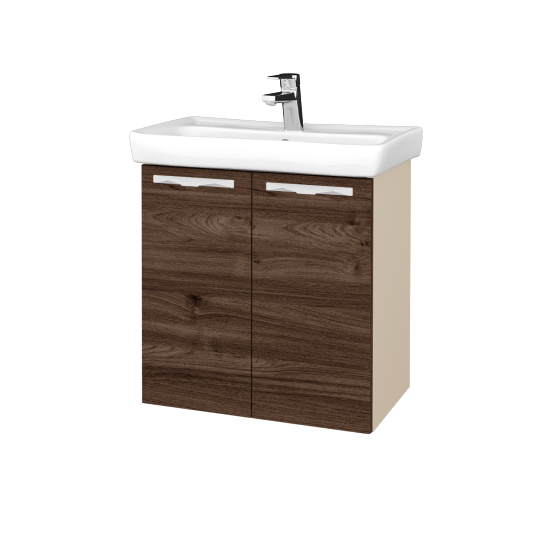 Umyvadlová skříňka DOOR SZD2 60  - M19 Cream mat - Úchytka T09 - D25 Teak