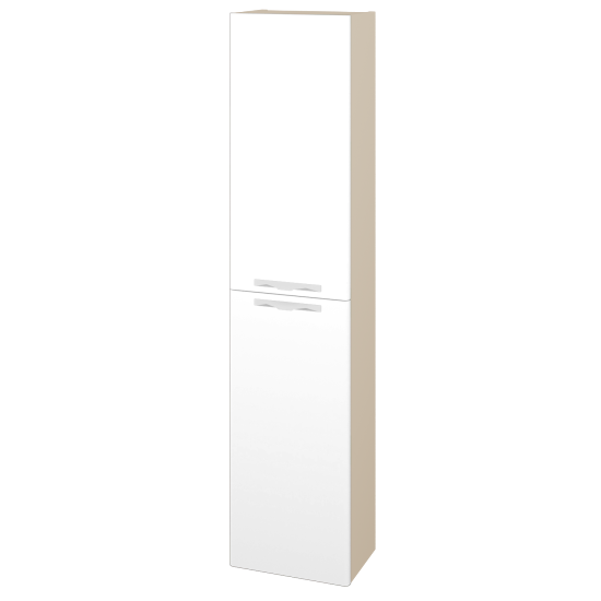 Vysoká skříň DOOR SV1D2 35  - M19 Cream mat - Úchytka T09 - L01 Bílá vysoký lesk - Levé