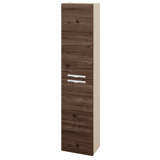 Vysoká skříň DOOR SV1D2 35  - M19 Cream mat - Úchytka T09 - D25 Teak - Levé