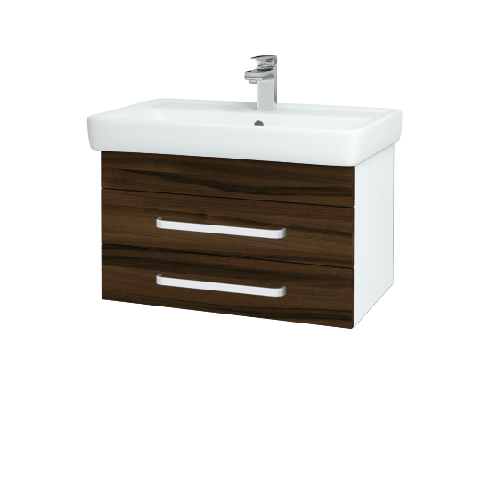 Koupelnová skříňka Q ZÁSUVKOVÉ SZZ2 70  - N01 Bílá lesk - Úchytka T01 - D06 Ořech