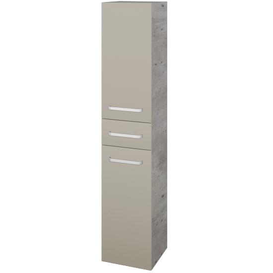 Hochschrank UNI SVD2Z 35  - D01 Beton - Griffes T01 - L04 Taupe Lack Hochglanz - Links