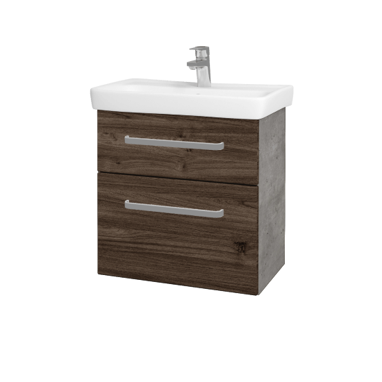 Umyvadlová skříňka GO SZZ2 60  - D01 Beton - Úchytka T01 - D25 Teak