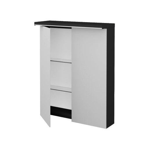 Badezimmer Spiegelschrank LINEA GA2OE 60  - L03 Grau Metallic Lack Hochglanz