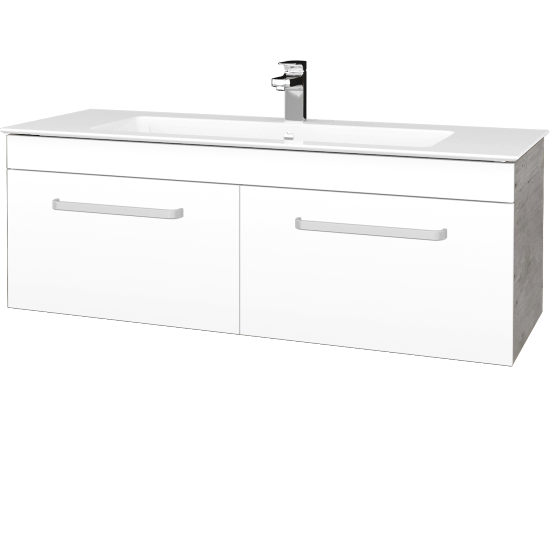 Umyvadlová skříňka ASTON SZZ2 120  - D01 Beton - Úchytka T01 - M01 Bílá mat