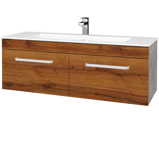 Umyvadlová skříňka ASTON SZZ2 120  - D01 Beton - Úchytka T01 - D27 Cognac