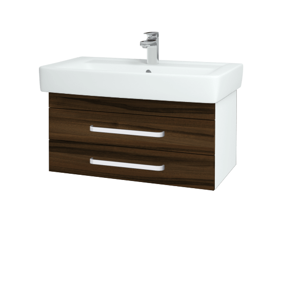 Koupelnová skříňka Q ZÁSUVKOVÉ SZZ2 80  - N01 Bílá lesk - Úchytka T01 - D06 Ořech