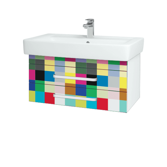 Koupelnová skříňka Q ZÁSUVKOVÉ SZZ2 80  - N01 Bílá lesk - Úchytka T01 - Individuální odstín dle RAL/NCS