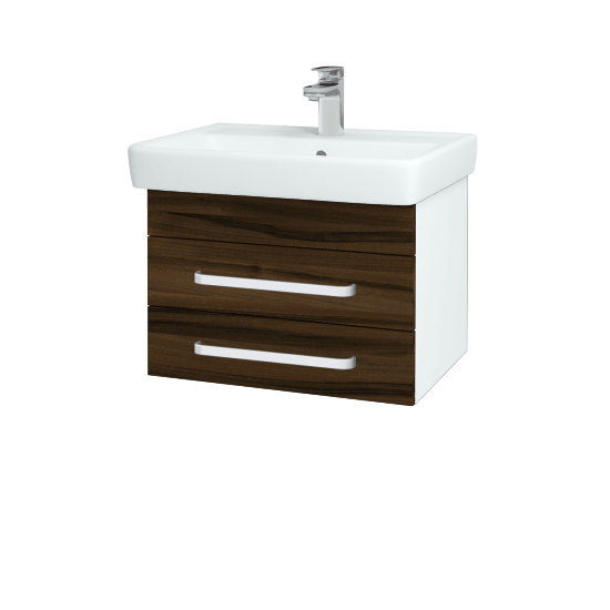 Koupelnová skříňka Q ZÁSUVKOVÉ SZZ2 60  - N01 Bílá lesk - Úchytka T01 - D06 Ořech