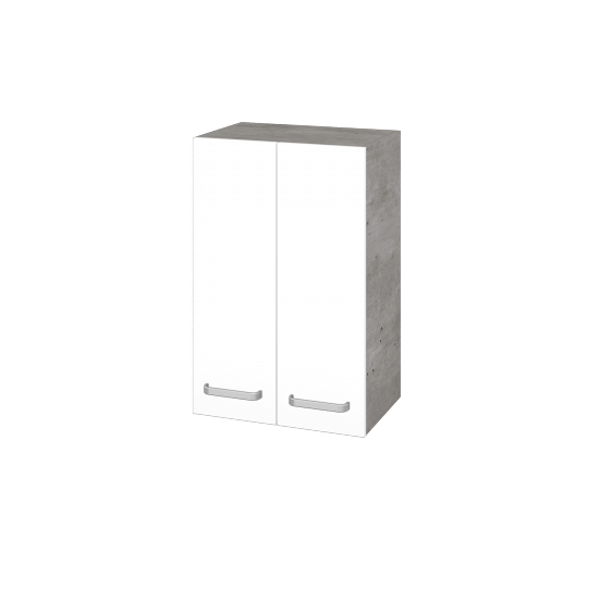 Hängeschrank UNI SYD2 50  - D01 Beton - Griffes T01 - M01 Weiß Lack Matt