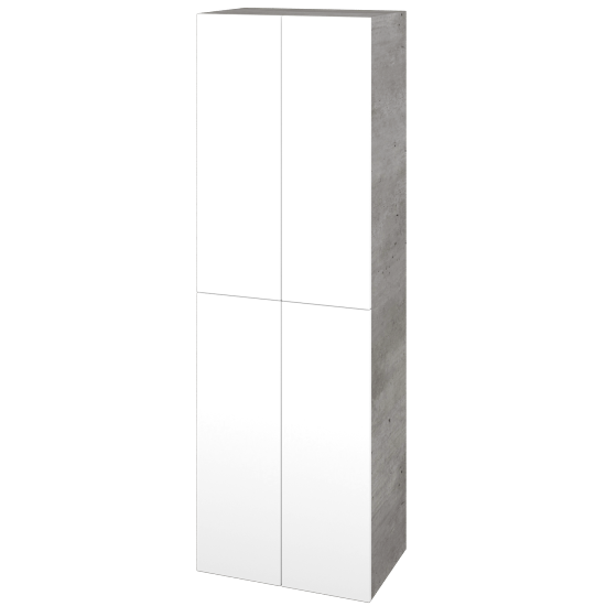 Vysoká skříň DOS SVD4 50  - D01 Beton - Úchytka T00 (bez úchytky) - N01 Bílá lesk