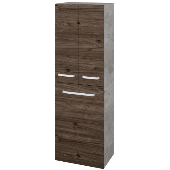 Vysoká skříň s košem na prádlo DOS SVD3K 50  - D01 Beton - Úchytka T01 - D25 Teak