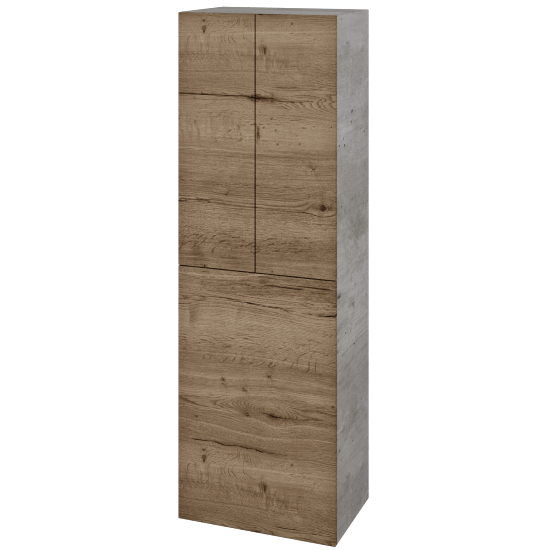 Vysoká skříň s košem na prádlo DOS SVD3K 50  - D01 Beton - Úchytka T00 (bez úchytky) - D21 Tobacco