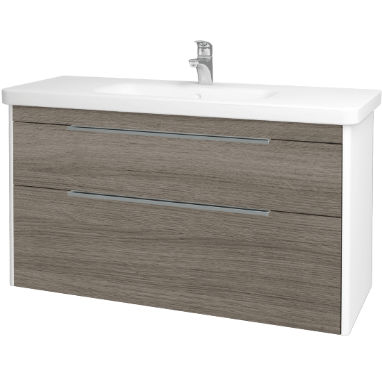 Badezimmerschrank TORO SZZ2 120  - L01 Weiß Lack Hochglanz - D03 Cafe