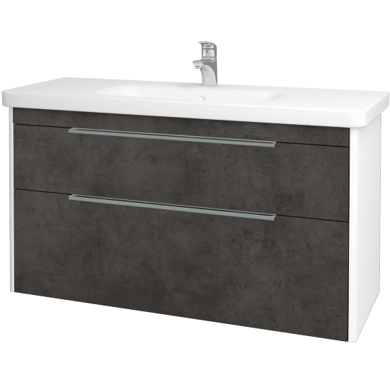 Badezimmerschrank TORO SZZ2 120  - L01 Weiß Lack Hochglanz - D16 Dark Beton