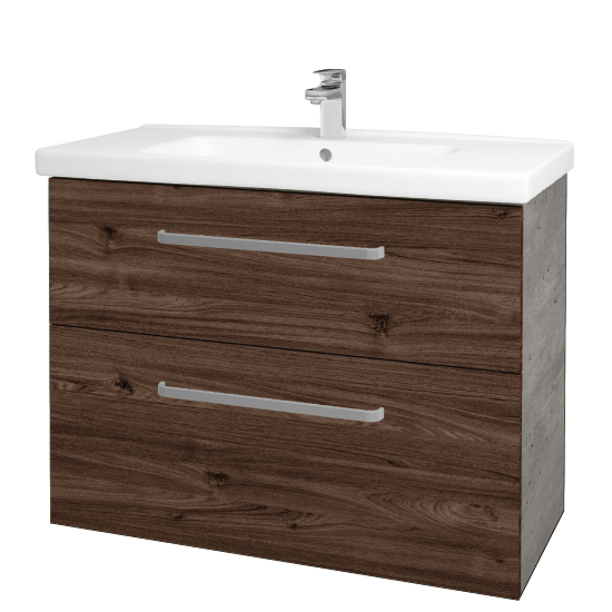 Umyvadlová skříňka BIG INN SZZ2 100  - D01 Beton - Úchytka T01 - D25 Teak
