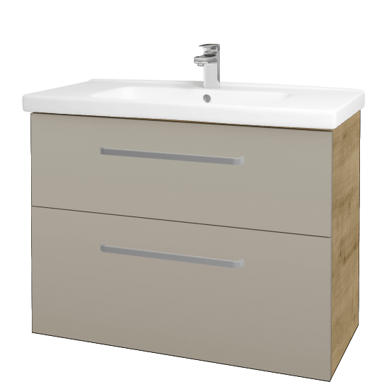 Badezimmerschrank MAGIC SZZ2 100  - D09 Eiche Arlington - Griffes T01 - L04 Taupe Lack Hochglanz