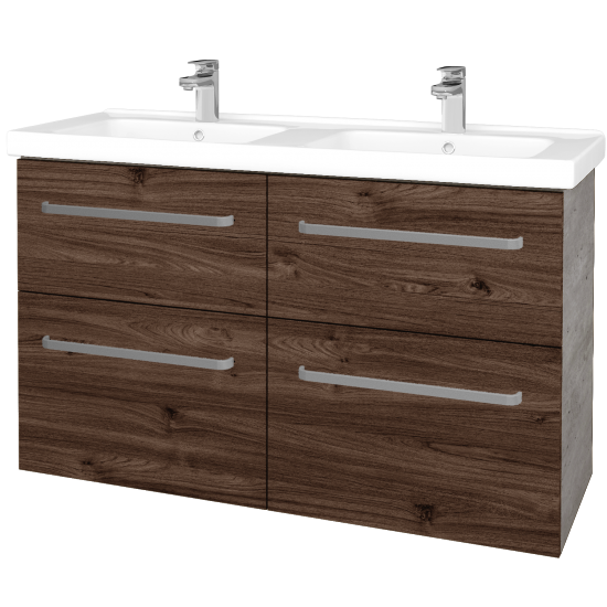 Umyvadlová skříňka BIG INN SZZ4 125  - D01 Beton - Úchytka T01 - D25 Teak
