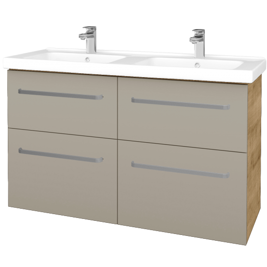 Badezimmerschrank MAGIC SZZ4 125  - D09 Eiche Arlington - Griffes T01 - L04 Taupe Lack Hochglanz