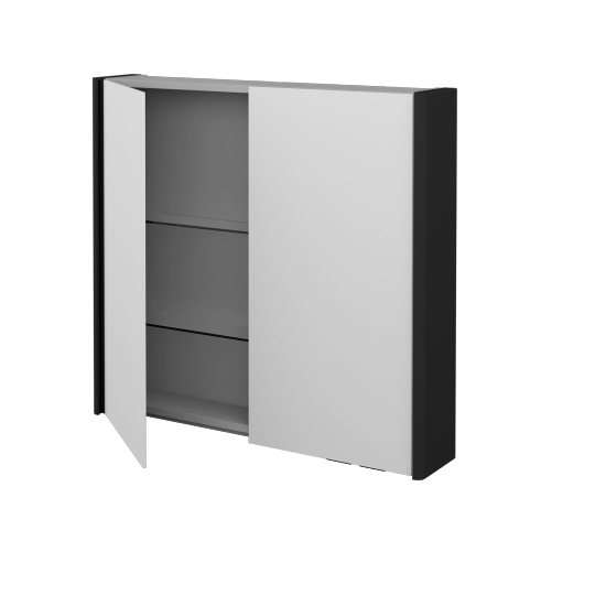 Badezimmer Spiegelschrank TORO GA2OE 80  - L03 Grau Metallic Lack Hochglanz