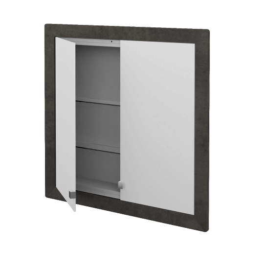 Dvoudveřová galerka GRID GA2NOE 75  - D16  Beton tmavý