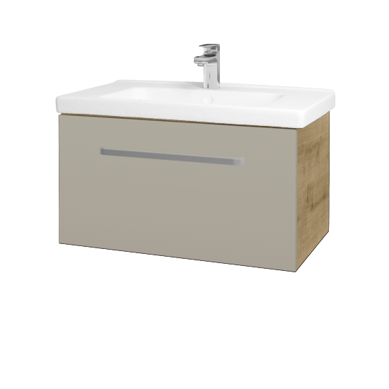 Badezimmerschrank MAGIC SZZ 80  - D09 Eiche Arlington - Griffes T01 - L04 Taupe Lack Hochglanz