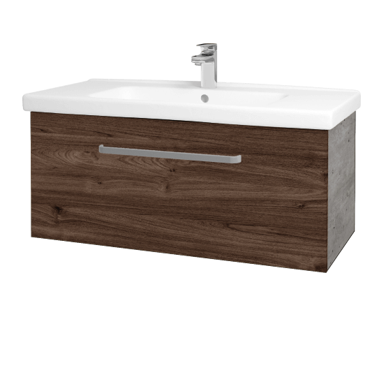 Umyvadlová skříňka BIG INN SZZ 100  - D01 Beton - Úchytka T01 - D25 Teak