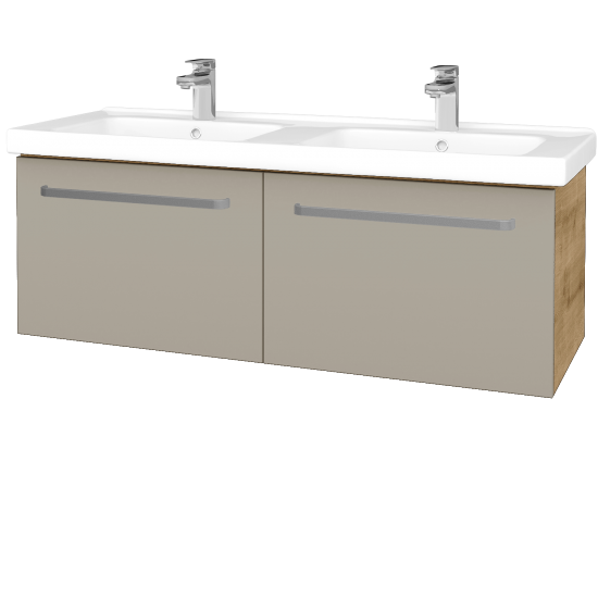 Badezimmerschrank MAGIC SZZ2 125  - D09 Eiche Arlington - Griffes T01 - L04 Taupe Lack Hochglanz