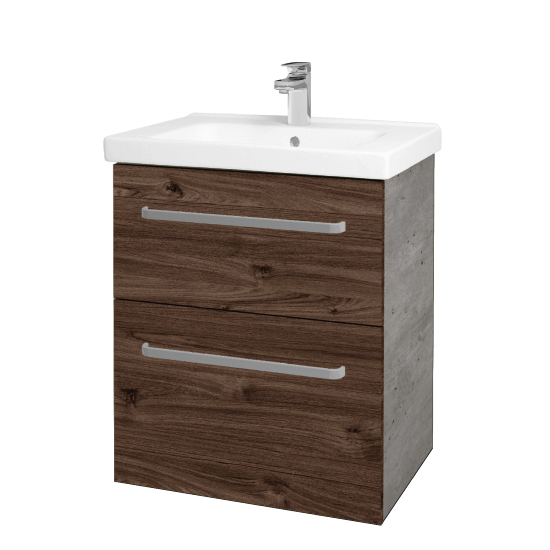 Umyvadlová skříňka BIG INN SZZ2 65  - D01 Beton - Úchytka T01 - D25 Teak