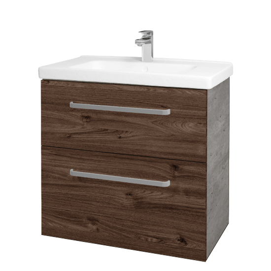 Umyvadlová skříňka BIG INN SZZ2 80  - D01 Beton - Úchytka T01 - D25 Teak