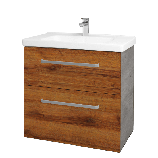 Umyvadlová skříňka BIG INN SZZ2 80  - D01 Beton - Úchytka T01 - D27 Cognac