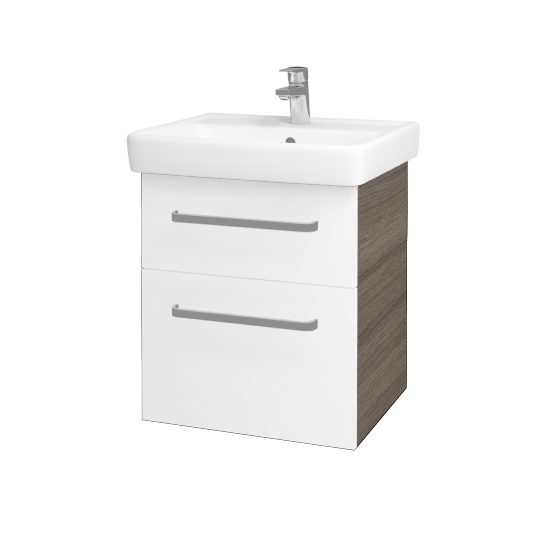 Umyvadlová skříňka Q MAX SZZ2 55  - D03 Cafe - Úchytka T01 - M01 Bílá mat