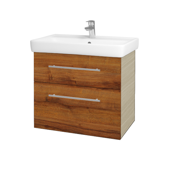 Umyvadlová skříňka Q MAX SZZ2 70 (umyvadlo Q)  - D04 Dub - Úchytka T02 - D27 Cognac
