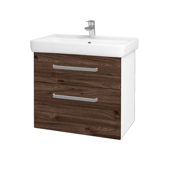 Umyvadlová skříňka Q MAX SZZ2 70  - N01 Bílá lesk - Úchytka T01 - D25 Teak