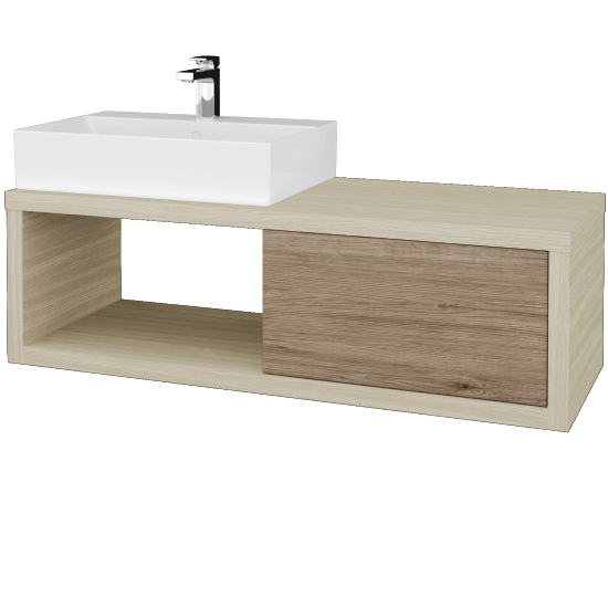 Umyvadlová skříňka STORM SZZO 120 (umyvadlo Kube)  - D04 Dub - D23 Herkules - Levé